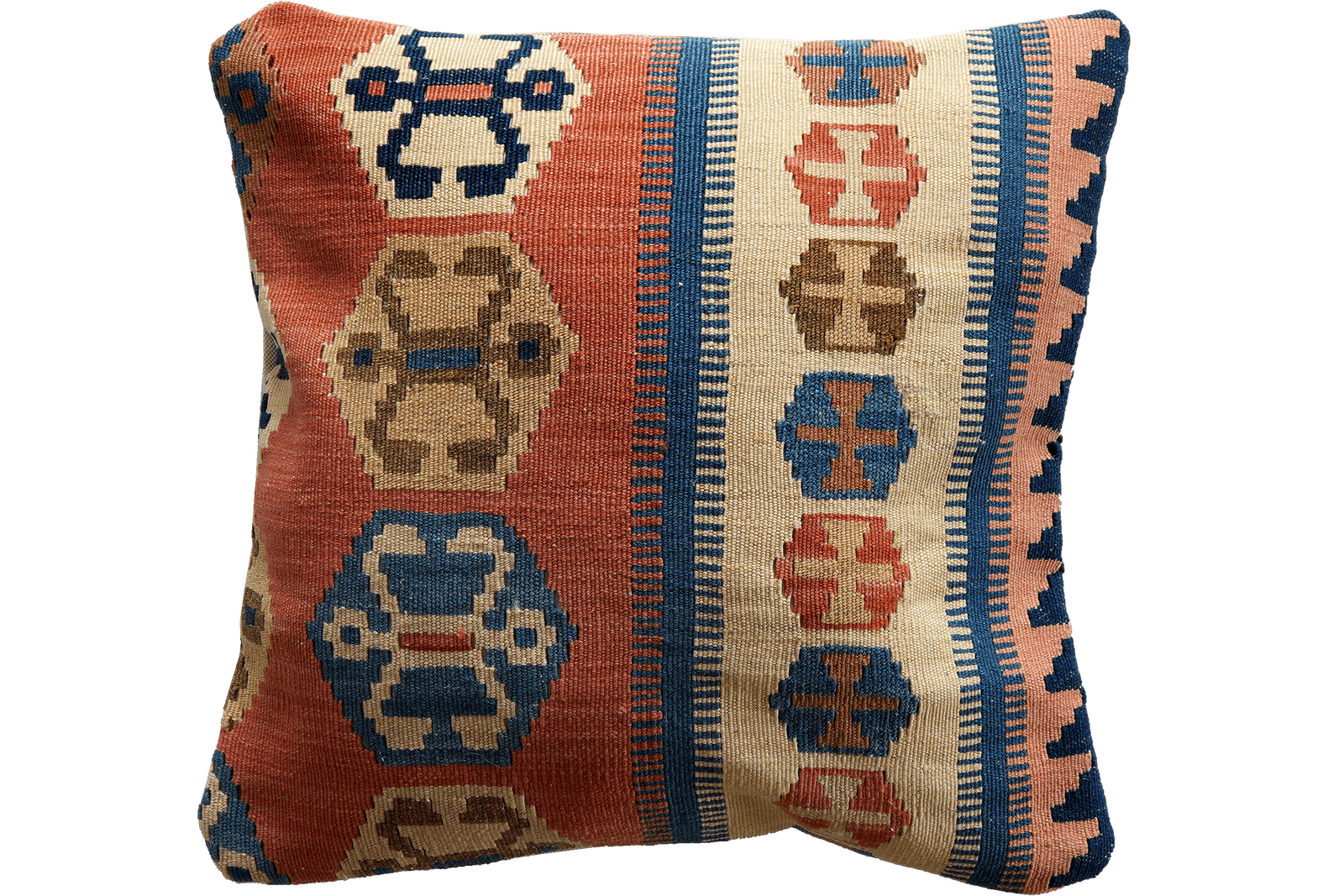 Kelim Kissen — Handmade, 50x50 cm, Multicolor, 100% Virgin Wool | Main view