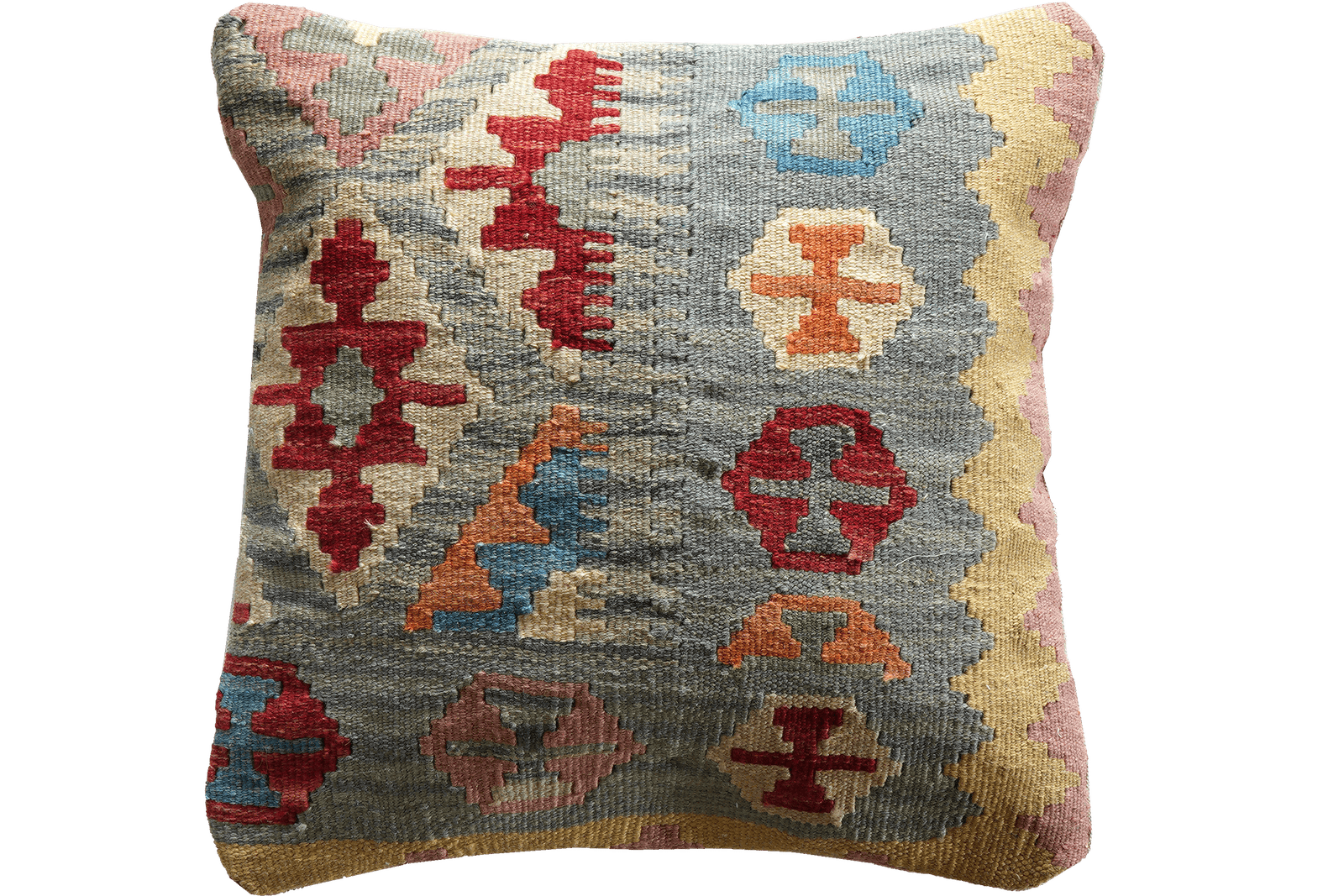 Kelim Kissen — Handmade, 50x50 cm, Multicolor, 100% Virgin Wool | Main view