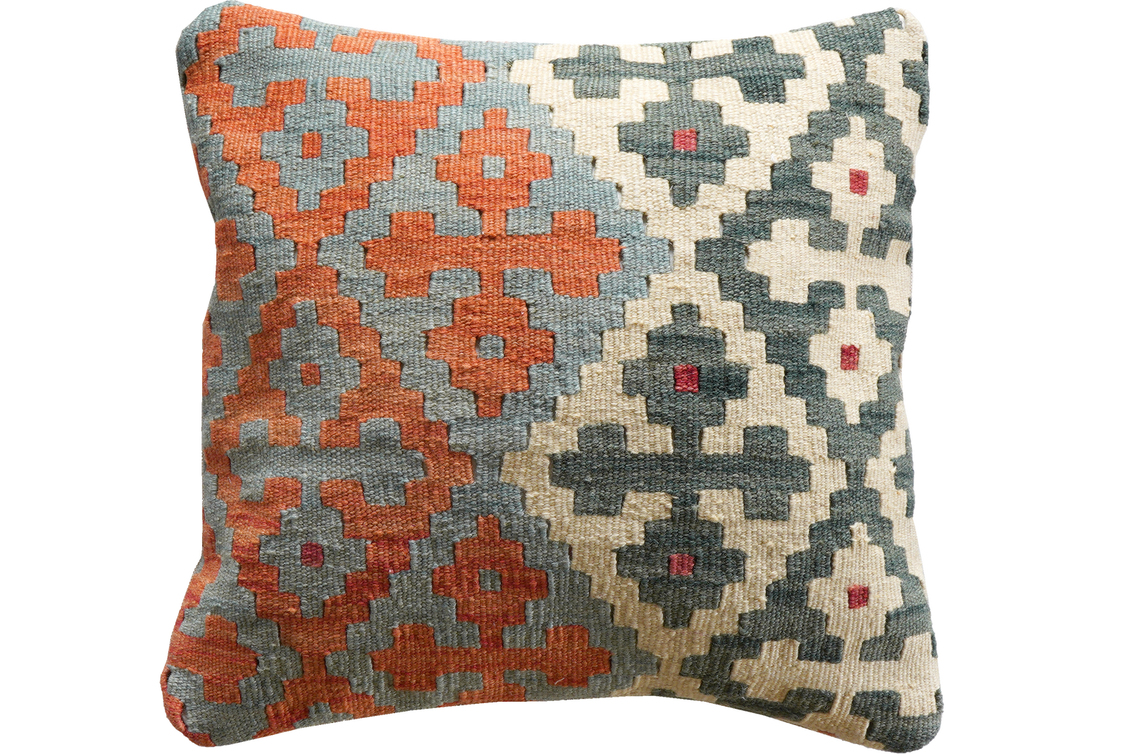 Kelim Kissen — Handgefertigt, 50x50 cm, Bunt, 100% Virgin Wool | Main view