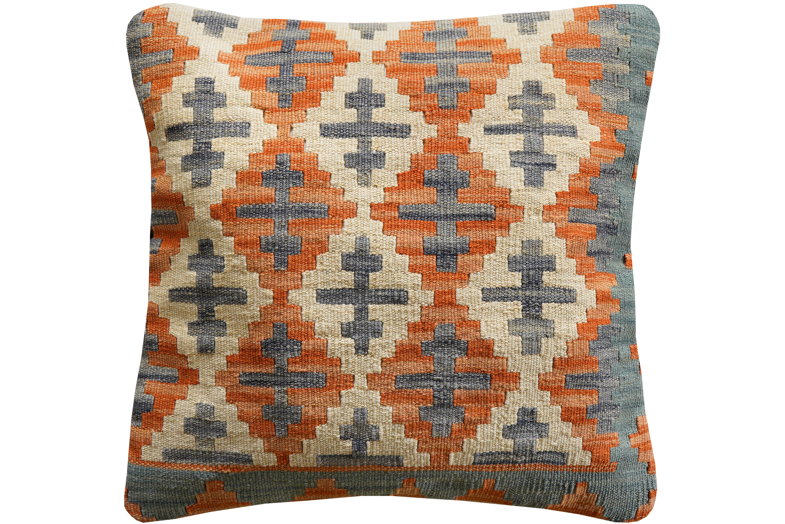 Kelim Kissen — Handmade, 65x65 cm, Multicolor, 100% Virgin Wool | Main view