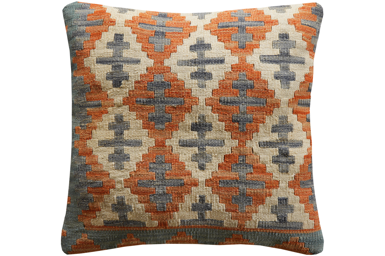 Kelim Kissen — Handgefertigt, 65x65 cm, Bunt, 100% Virgin Wool | Main view