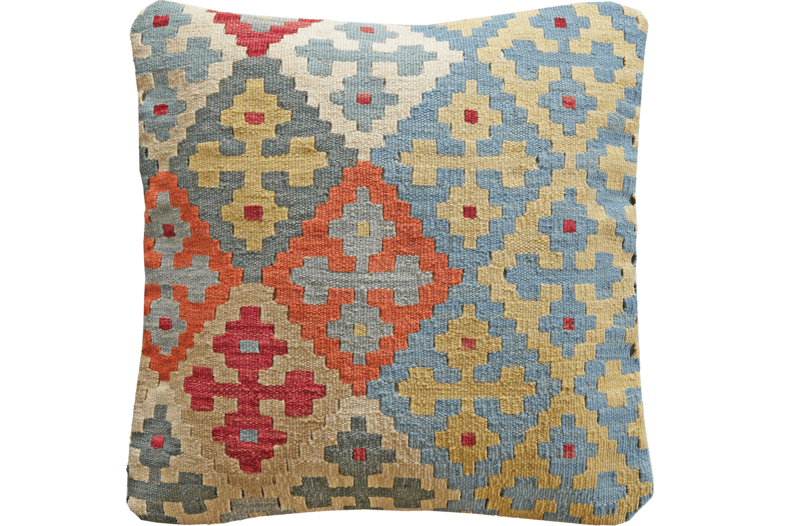 Kelim Kissen — Handmade, 65x65 cm, Multicolor, 100% Virgin Wool | Main view