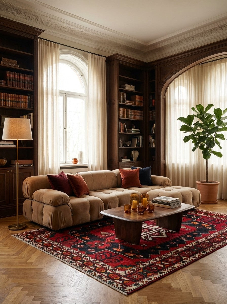 Bakhtiar — Hand-knotted, 153x197 cm, Blue, 100% Virgin Wool | Back view