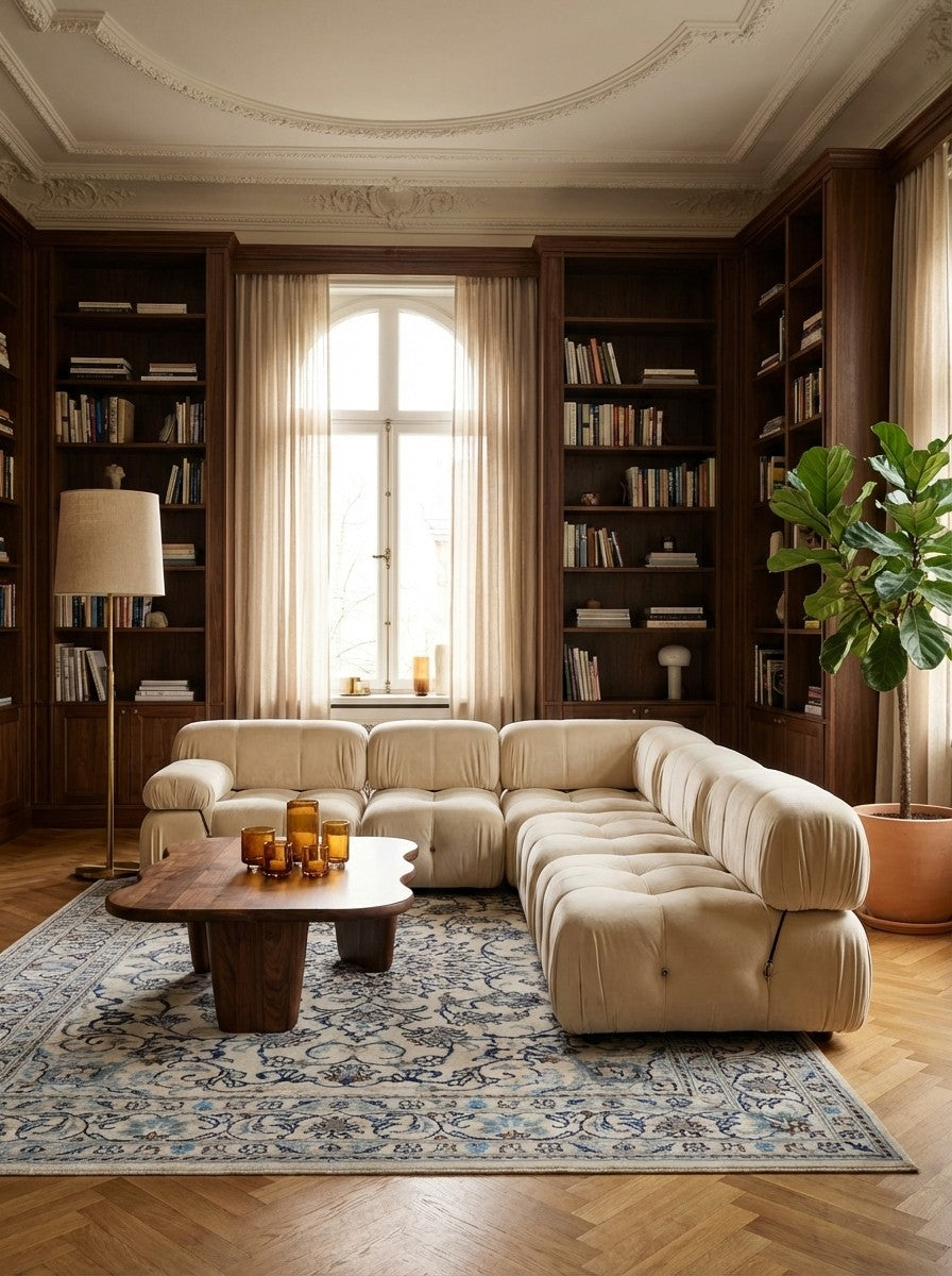 Nain 12La — Hand-knotted, 143x193 cm, Beige, 100% Virgin Wool | Back view