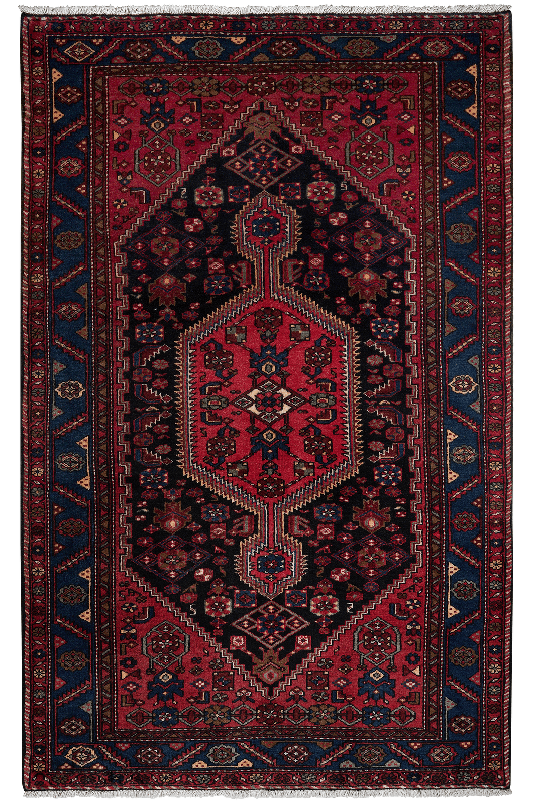 Khamseh — Hand-knotted, 141x228 cm, Black, 100% Virgin Wool | Main view