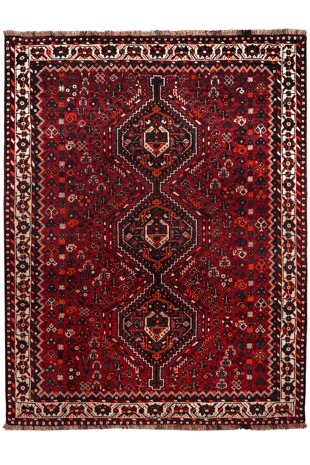 Gashgai — Hand-knotted, 162x210 cm, Red, 100% Virgin Wool | Main view
