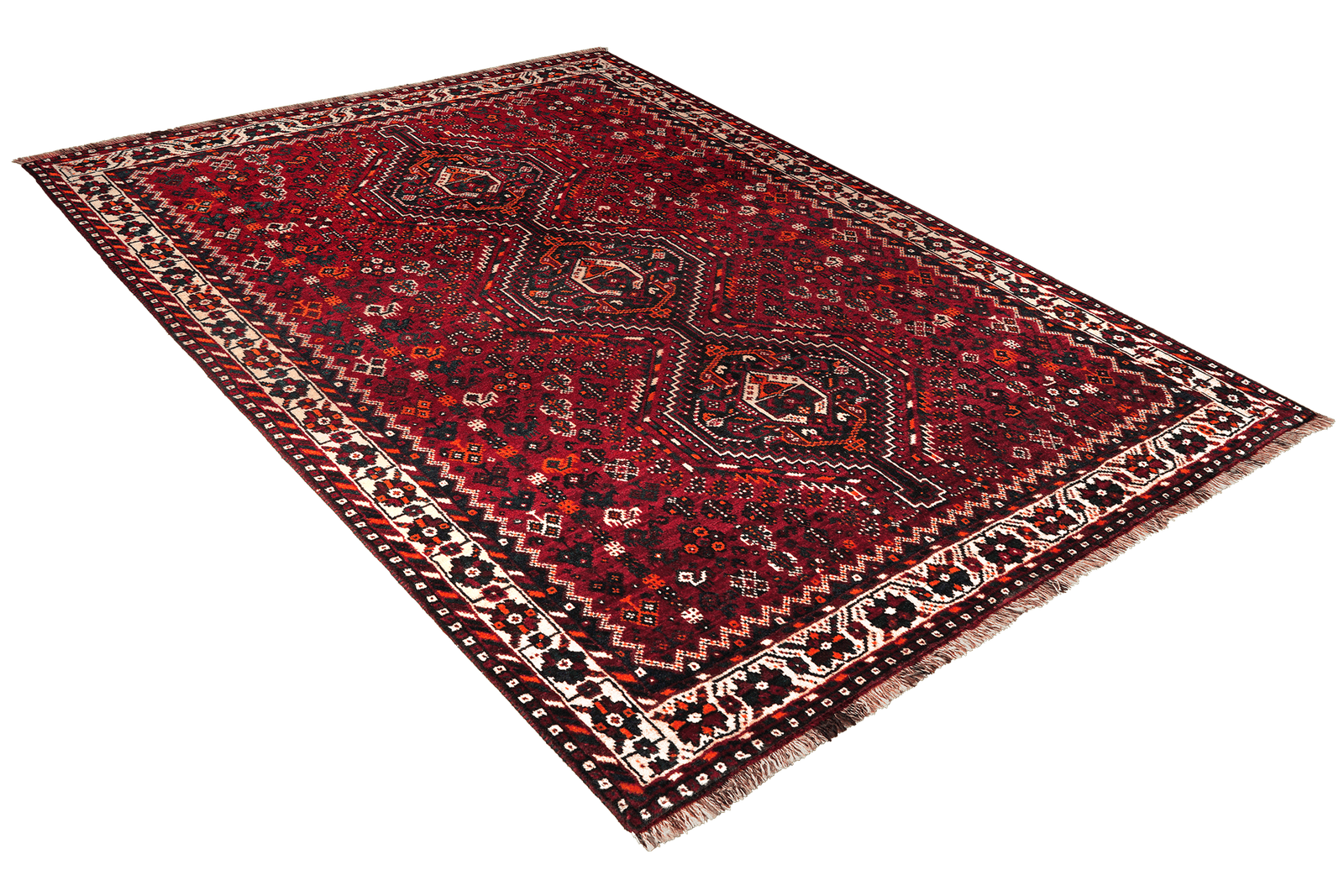 Gashgai — Hand-knotted, 162x210 cm, Red, 100% Virgin Wool | View 4