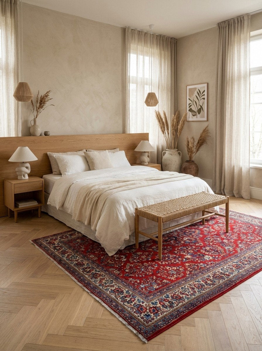 Sarough — Handgefertigt, 294x204 cm, Beige, 100% Virgin Wool | Detail view