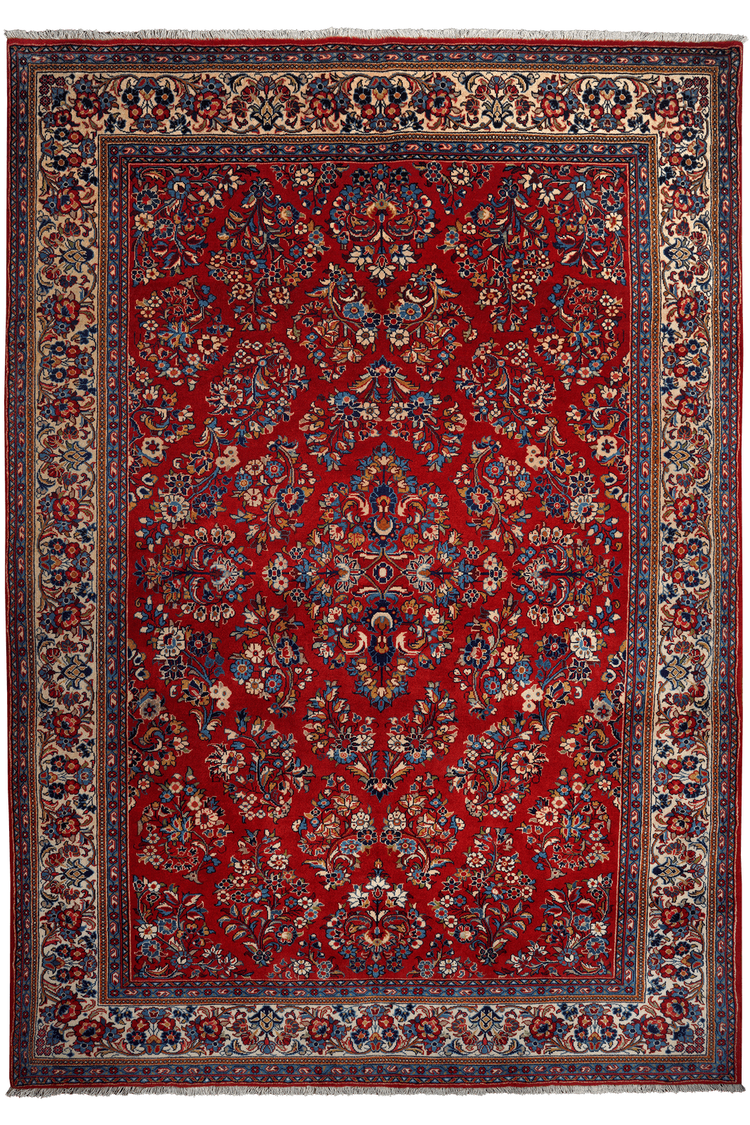 Sarough — Hand-knotted, 204x294 cm, Red, 100% Virgin Wool | Main view
