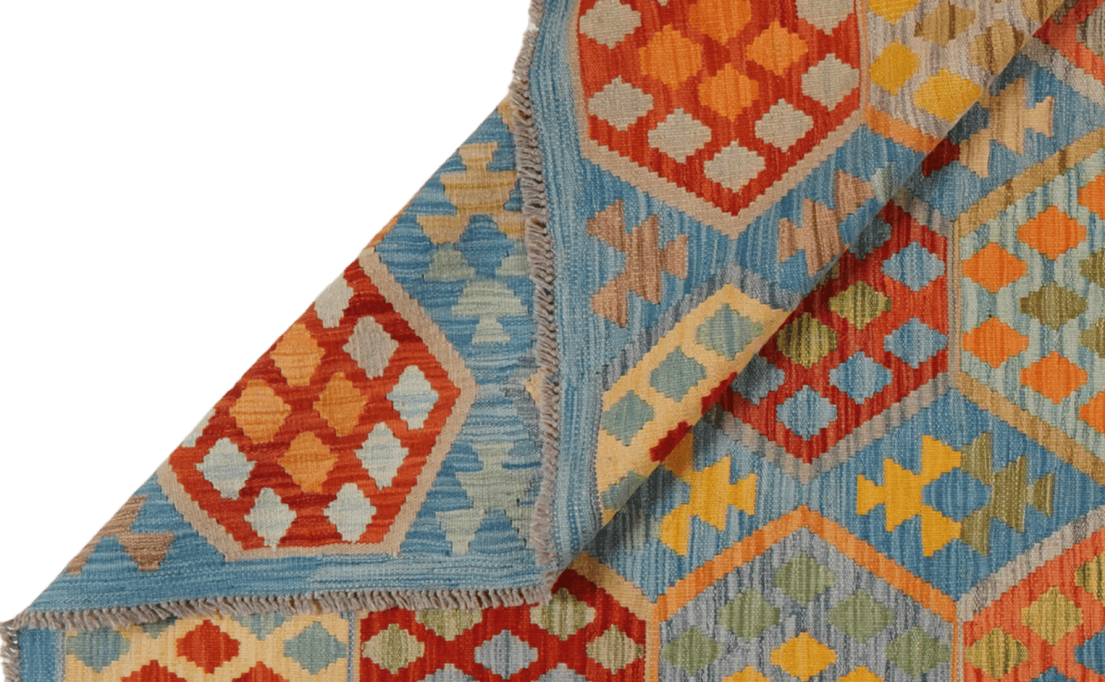 Kelim — Handmade, 207x310 cm, Blue, 100% Virgin Wool | View 5