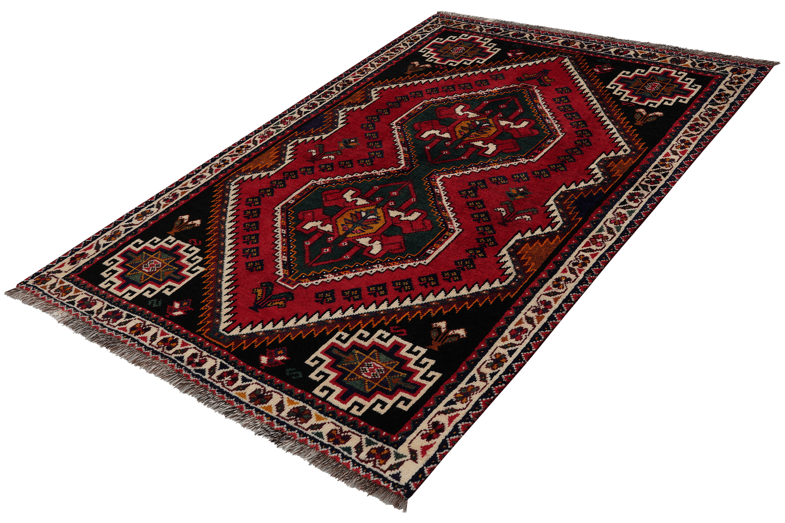 Gashgai — Hand-knotted, 104x149 cm, Red, 100% Virgin Wool | View 5