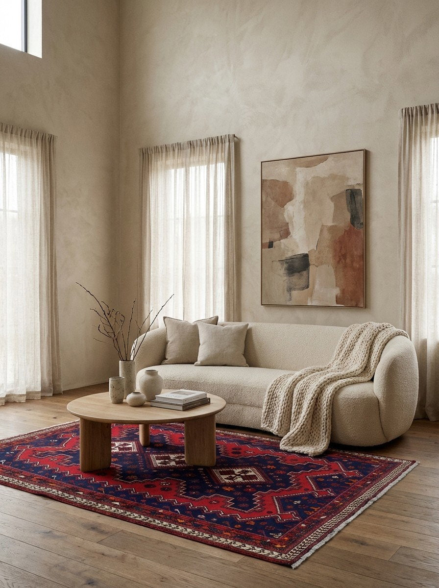 Afshar — Handgefertigt, 232x165 cm, Beige, 100% Virgin Wool | Detail view