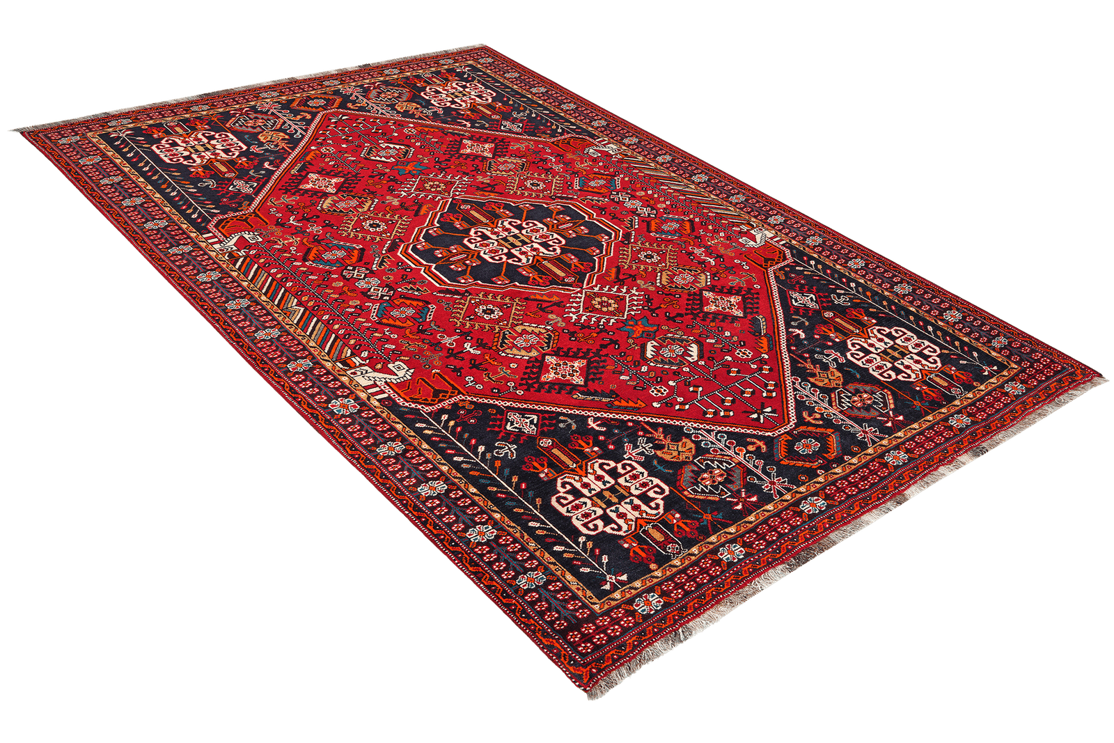 Gashgai — Hand-knotted, 162x244 cm, Red, 100% Virgin Wool | View 4