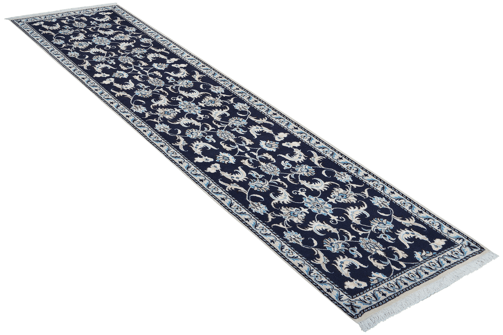 Nain 12La — Hand-knotted, 75x290 cm, Blue, 100% Virgin Wool | View 4