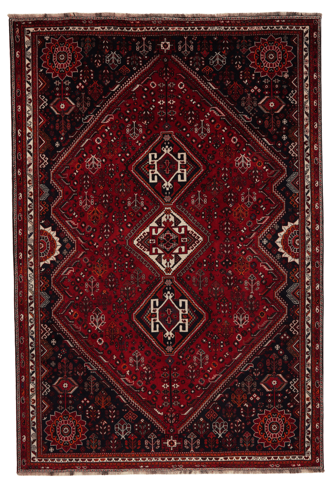 Gashgai — Hand-knotted, 221x321 cm, Red, 100% Virgin Wool | Main view