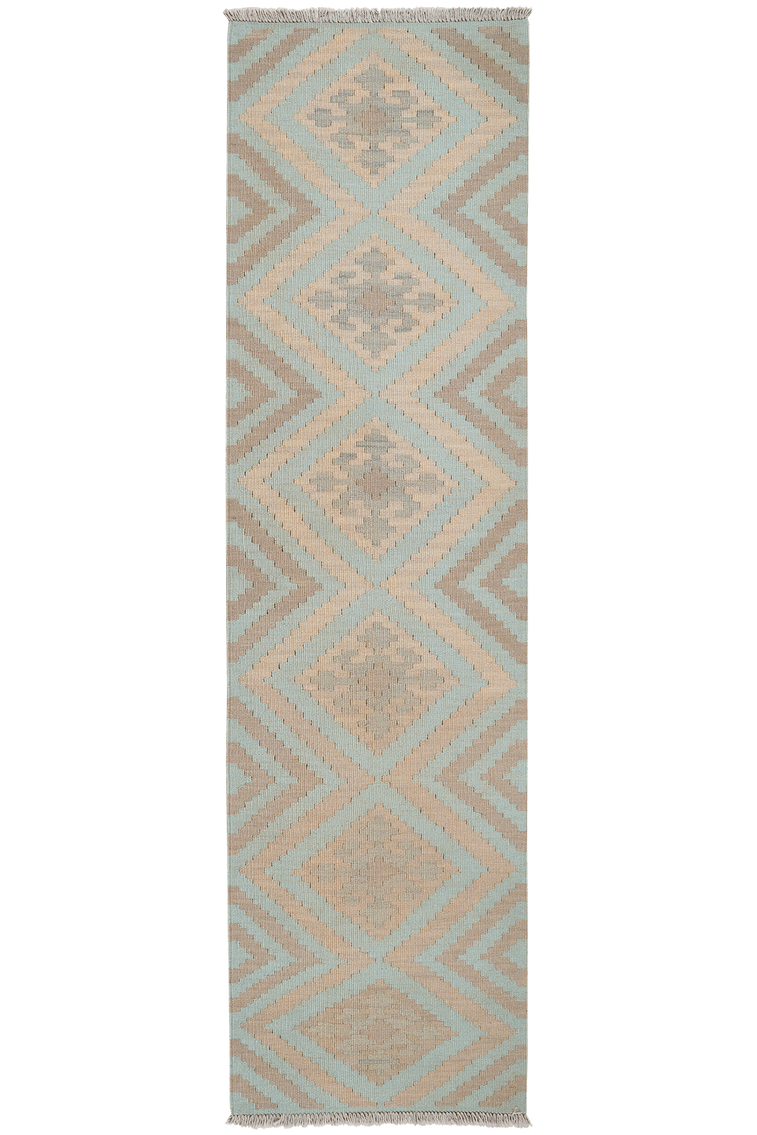 Kelim Gashgai — Handmade, 57x210 cm, Green, 100% Virgin Wool | Main view
