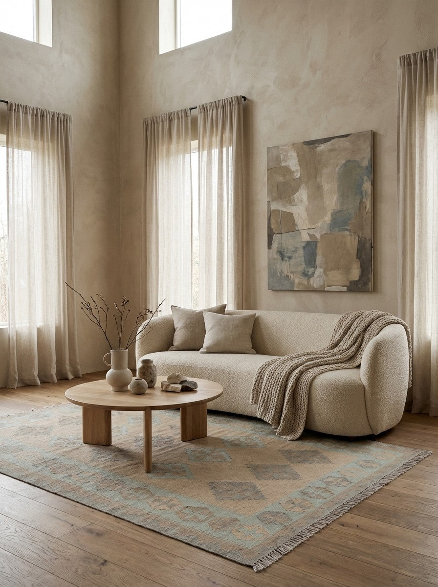 Kelim Gashgai — Handmade, 118x177 cm, Beige, 100% Virgin Wool | Detail view