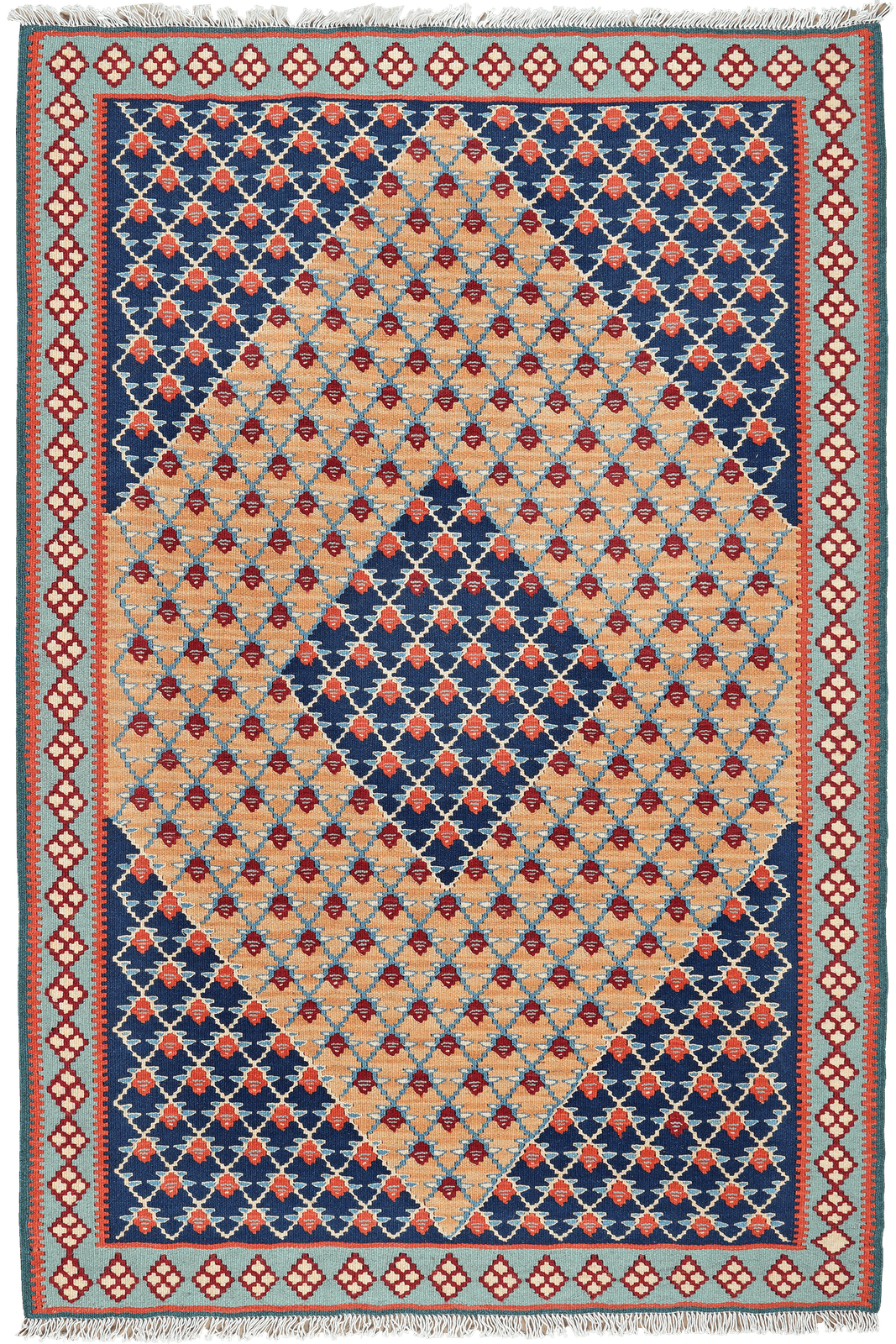 Kelim Senneh — Handmade, 102x154 cm, Beige, 100% Virgin Wool | Main view