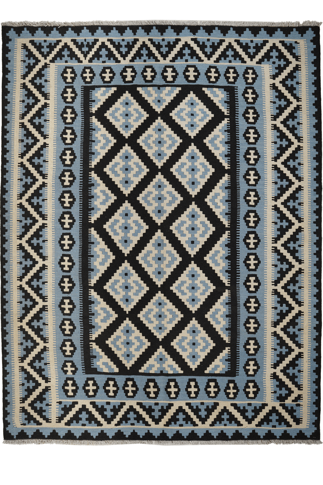 Kelim Gashgai — Handmade, 178x236 cm, Black, 100% Virgin Wool | Main view