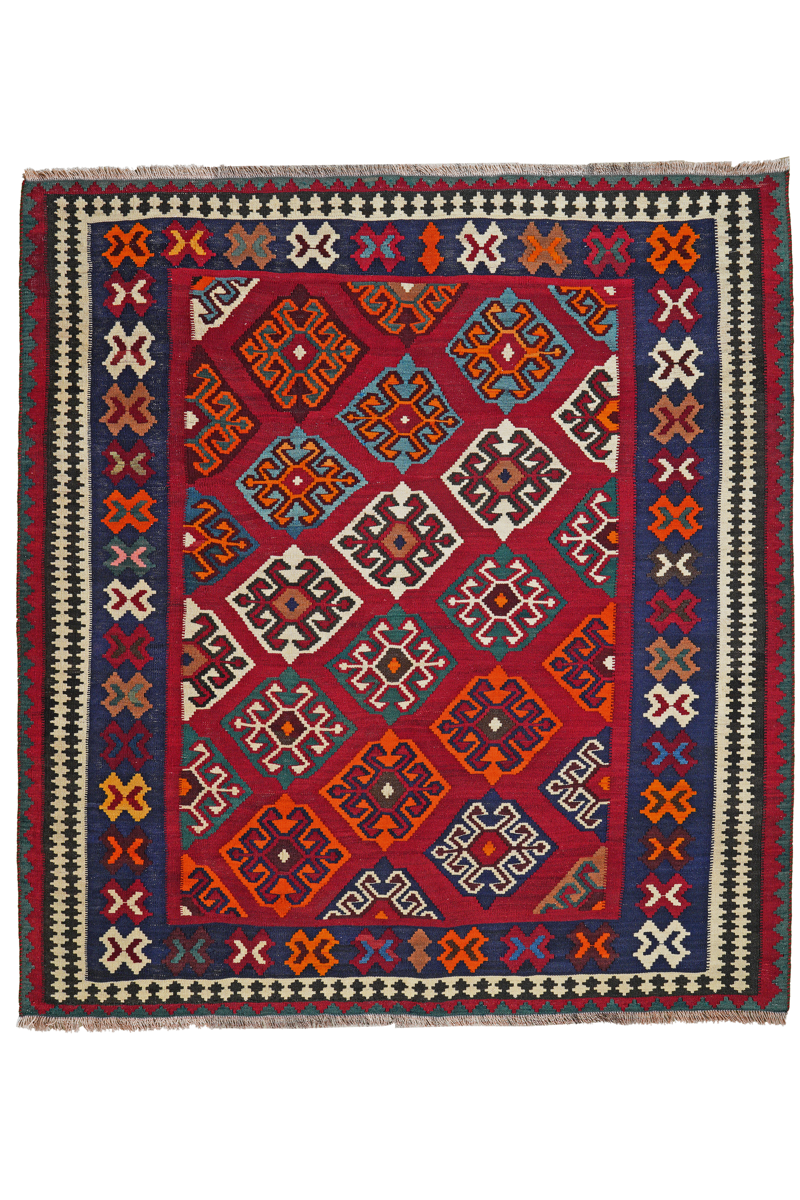 Kelim Gashgai Old — Handgefertigt, 172x158 cm, Beige, 100% Virgin Wool | Main view