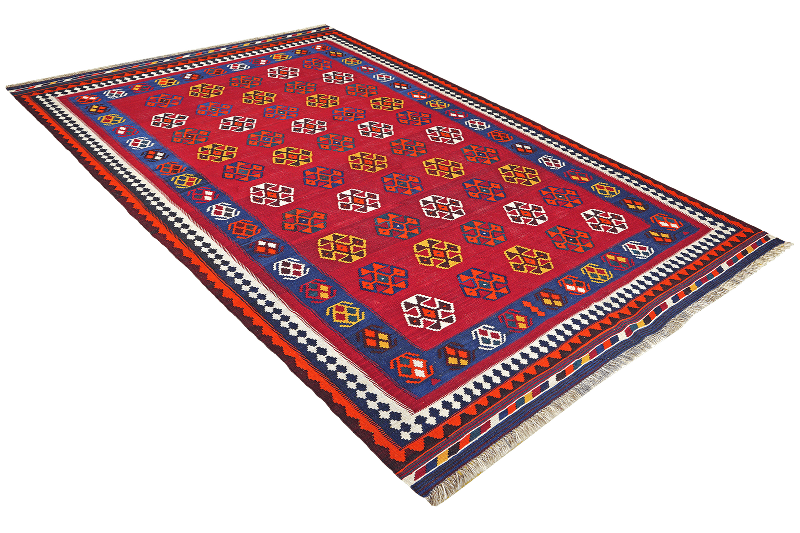 Kelim Gashgai Old — Handmade, 166x245 cm, Red, 100% Virgin Wool | View 4