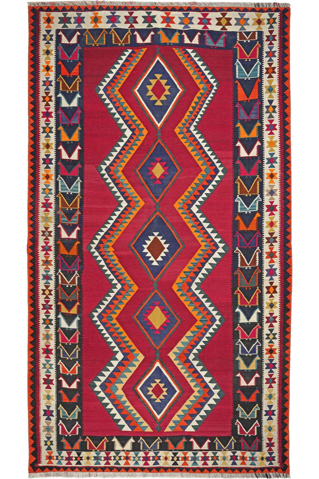 Kelim Gashgai Old — Handmade, 163x298 cm, Red, 100% Virgin Wool | Main view