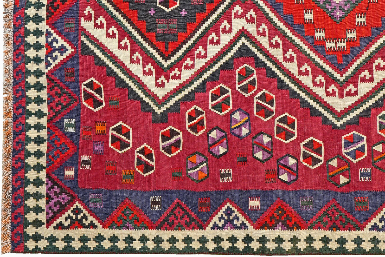 Kelim Gashgai Old — Handmade, 165x226 cm, Red, 100% Virgin Wool | View 3