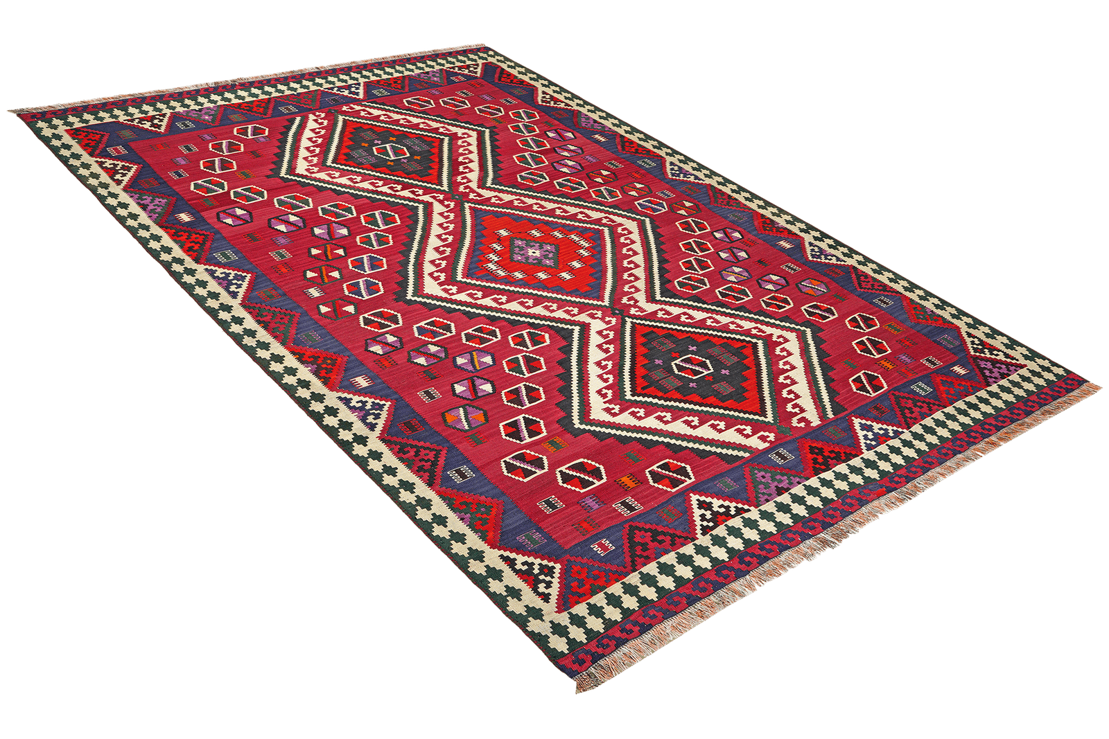 Kelim Gashgai Old — Handmade, 165x226 cm, Red, 100% Virgin Wool | View 4