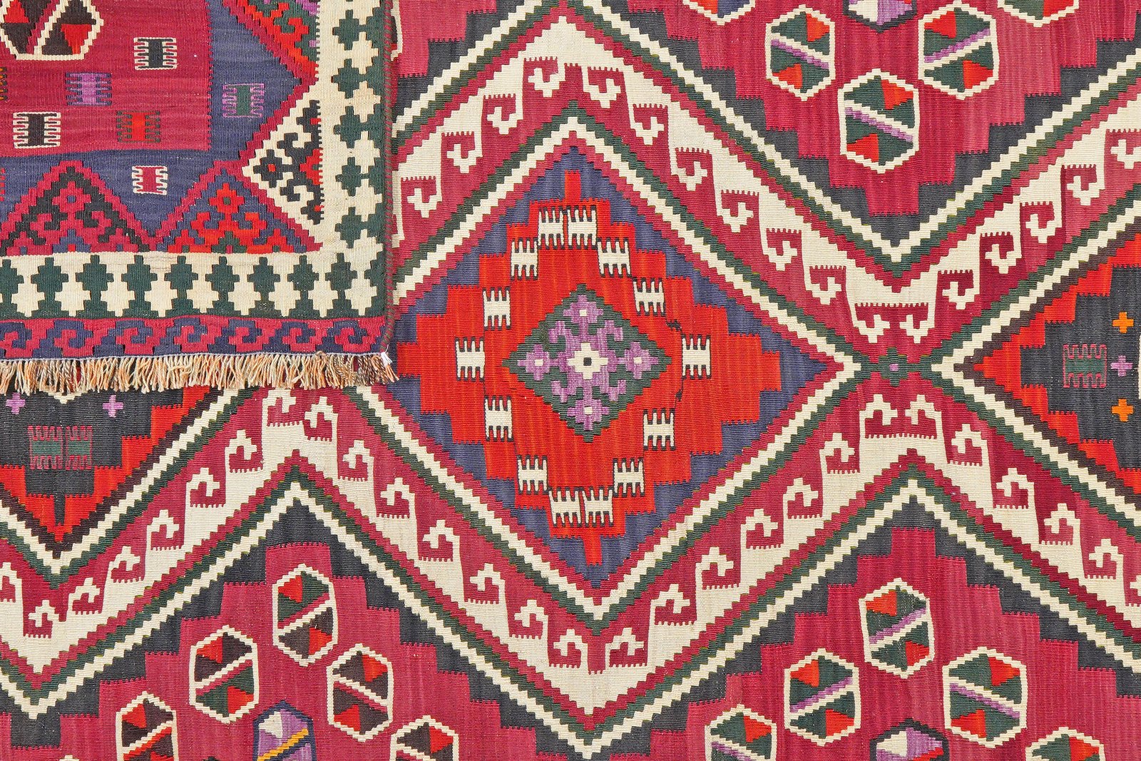 Kelim Gashgai Old — Handmade, 165x226 cm, Red, 100% Virgin Wool | View 6
