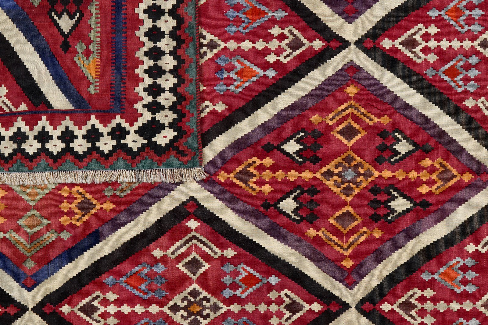 Kelim Gashgai Old — Handmade, 183x260 cm, Red, 100% Virgin Wool | View 6