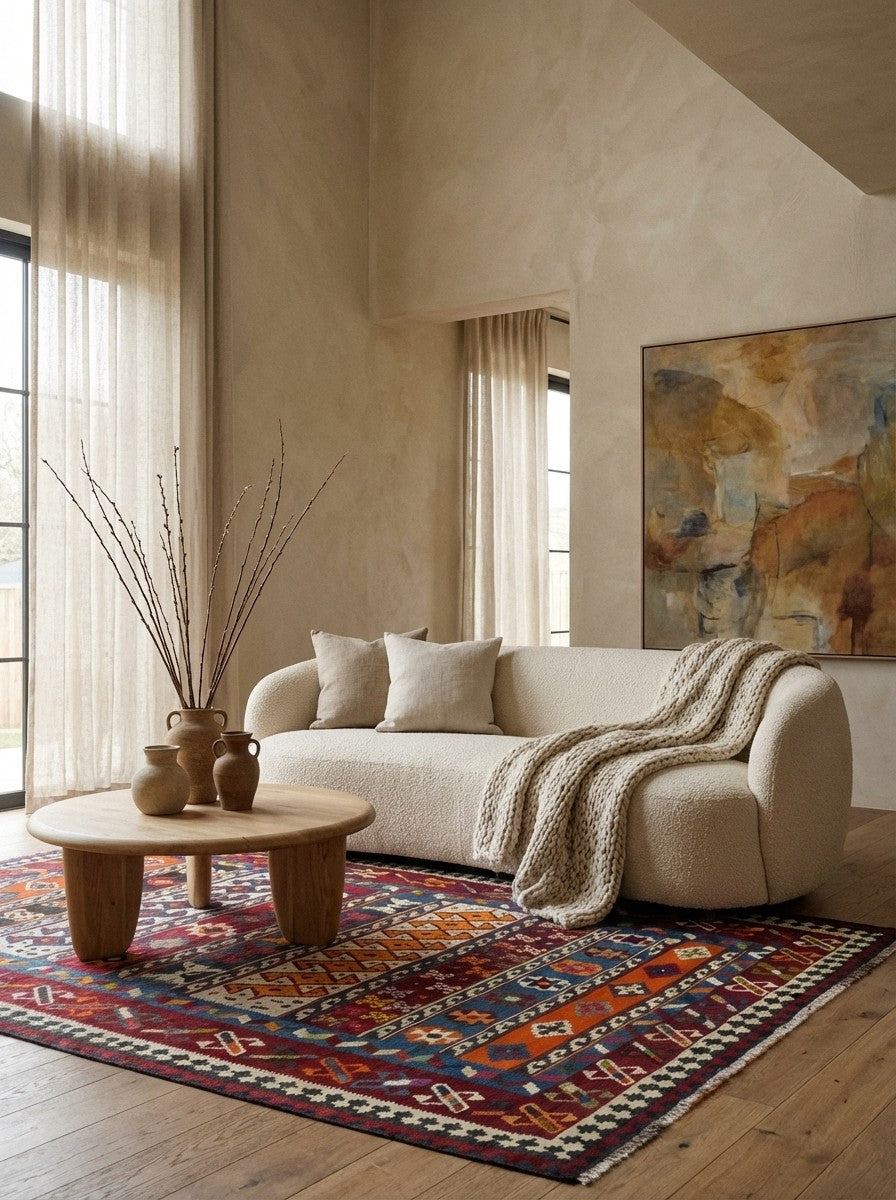 Kelim Gashgai Old — Handmade, 161x280 cm, Multicolor, 100% Virgin Wool | Detail view