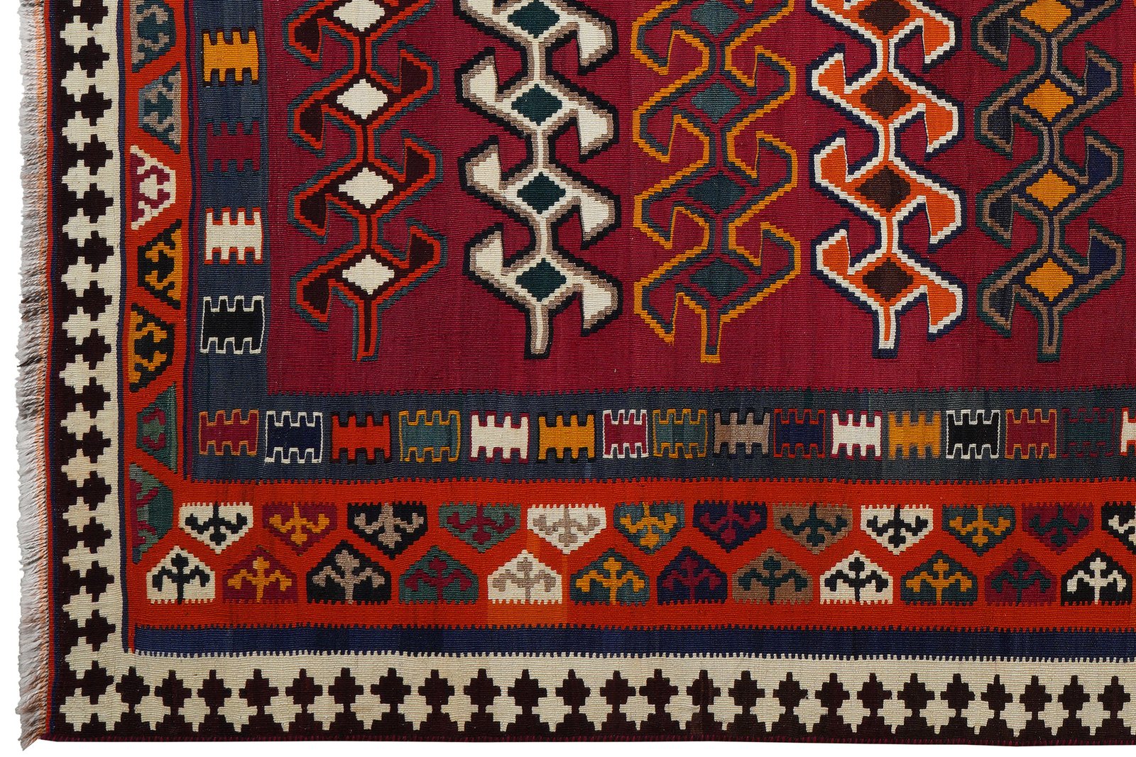 Kelim Gashgai Old — Handmade, 163x254 cm, Red, 100% Virgin Wool | View 3
