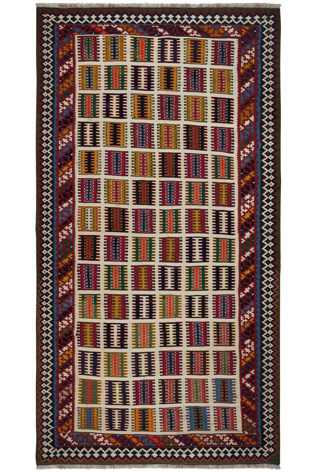 Kelim Gashgai Old — Handmade, 146x278 cm, Beige, 100% Virgin Wool | Main view