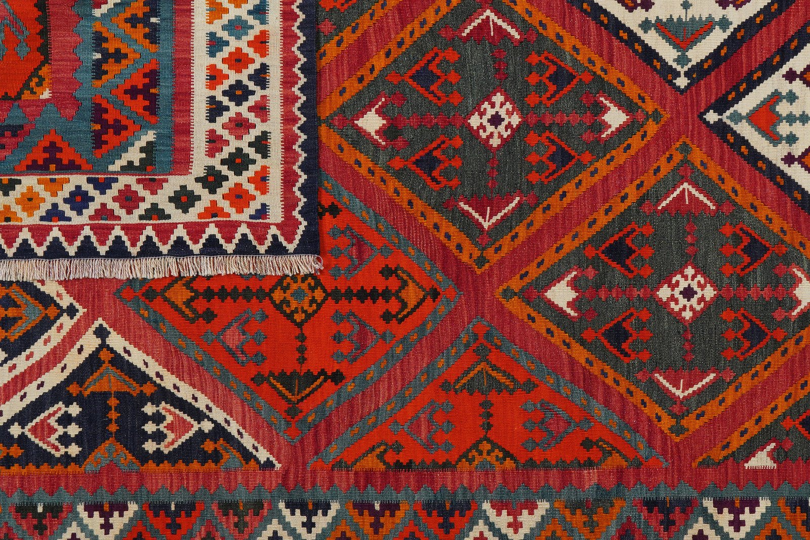 Kelim Gashgai Old — Handmade, 158x262 cm, Red, 100% Virgin Wool | View 6