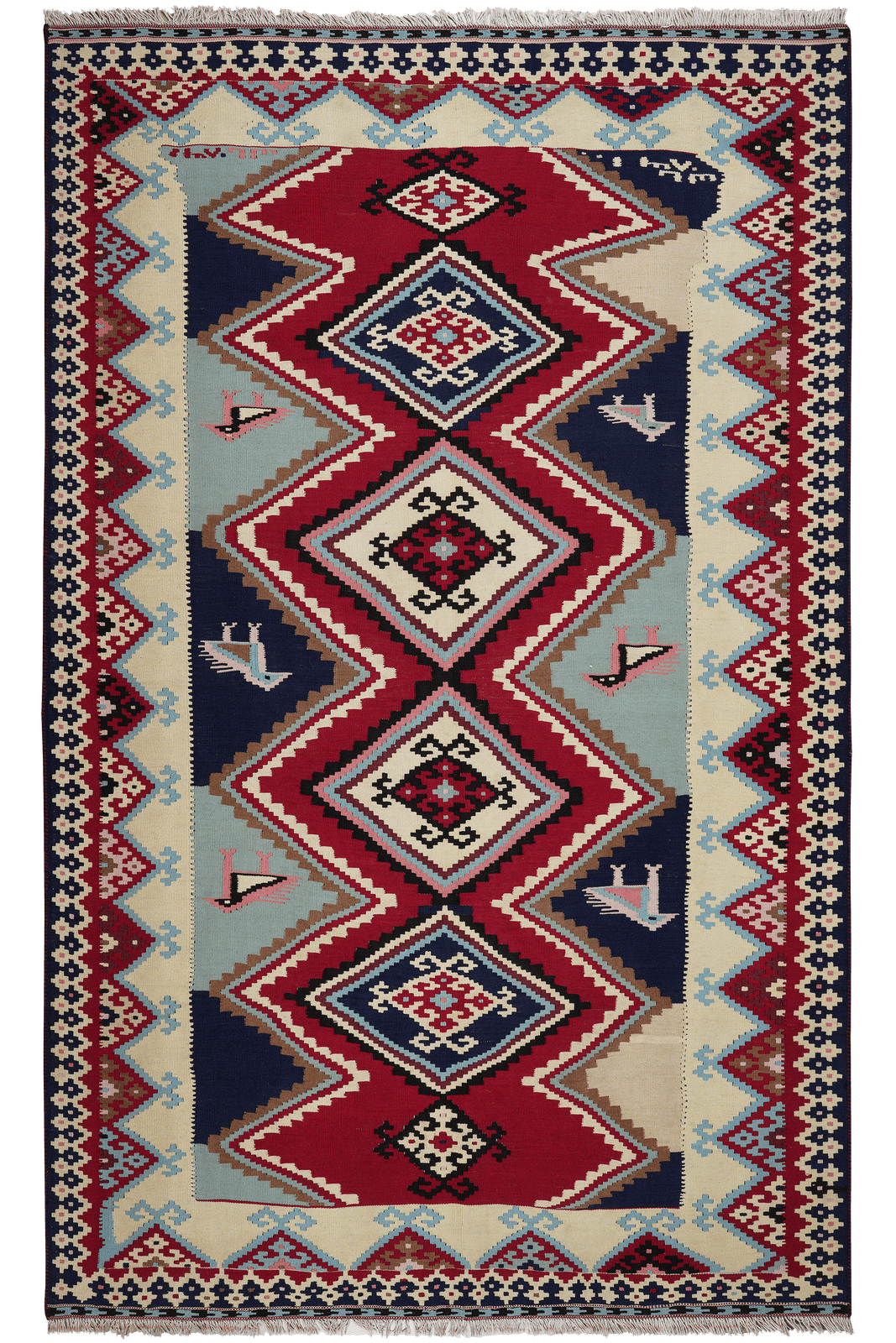 Kelim Gashgai Old — Handmade, 149x242 cm, Red, 100% Virgin Wool | Main view