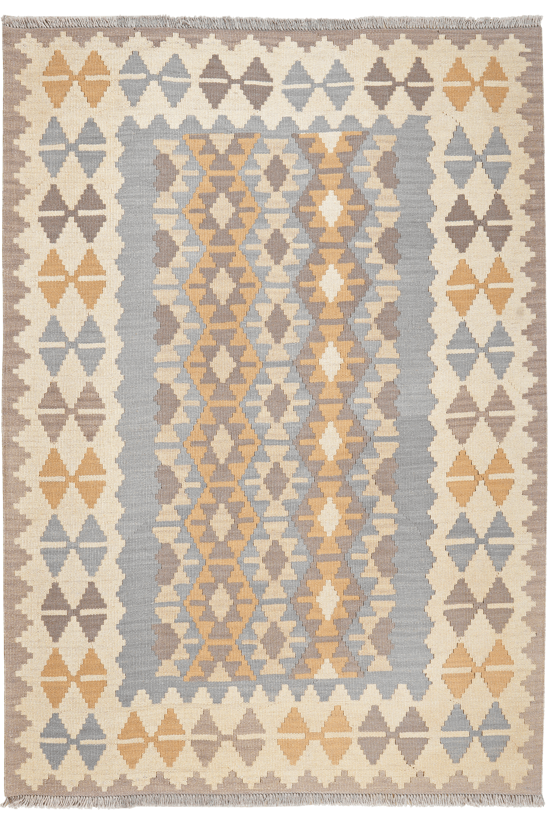 Kelim Gashgai — Handmade, 122x173 cm, Grey, 100% Virgin Wool | Main view