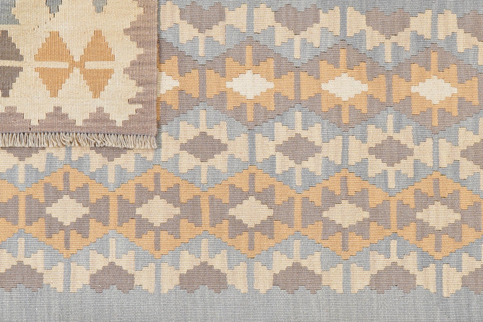 Kelim Gashgai — Handmade, 122x173 cm, Grey, 100% Virgin Wool | View 6