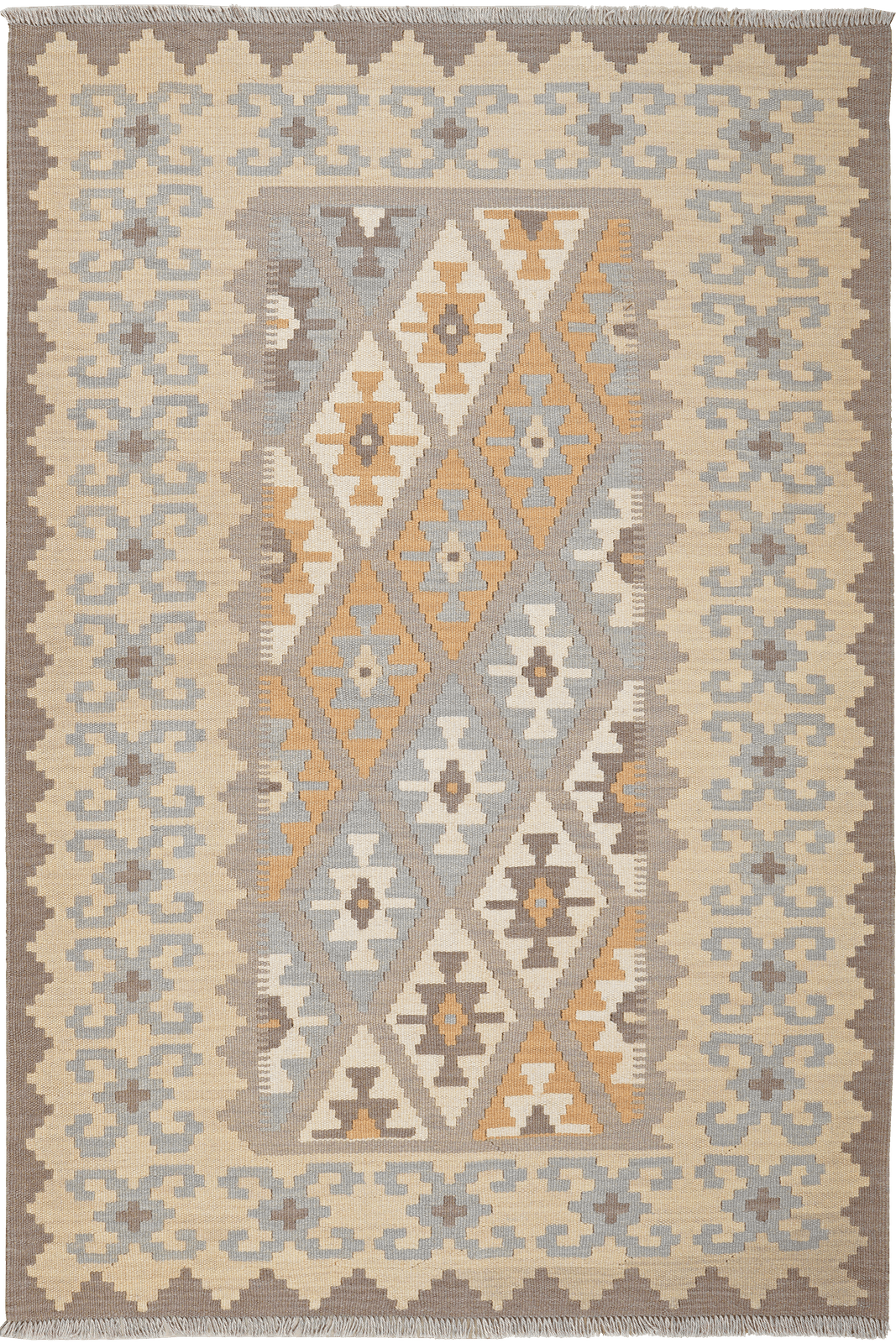 Kelim Gashgai — Handmade, 119x178 cm, Grey, 100% Virgin Wool | Main view