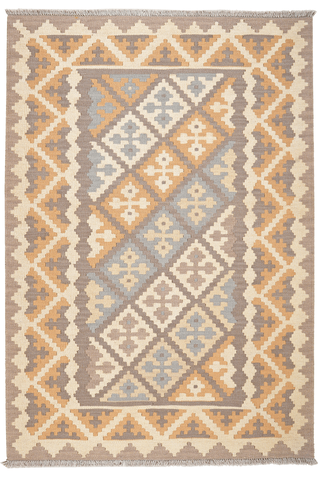 Kelim Gashgai — Handmade, 122x179 cm, Grey, 100% Virgin Wool | Main view