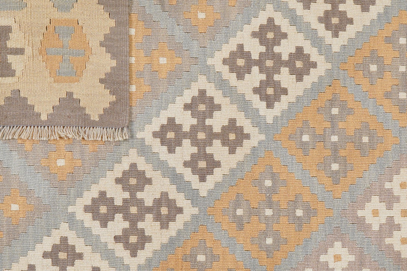 Kelim Gashgai — Handmade, 122x172 cm, Grey, 100% Virgin Wool | View 6