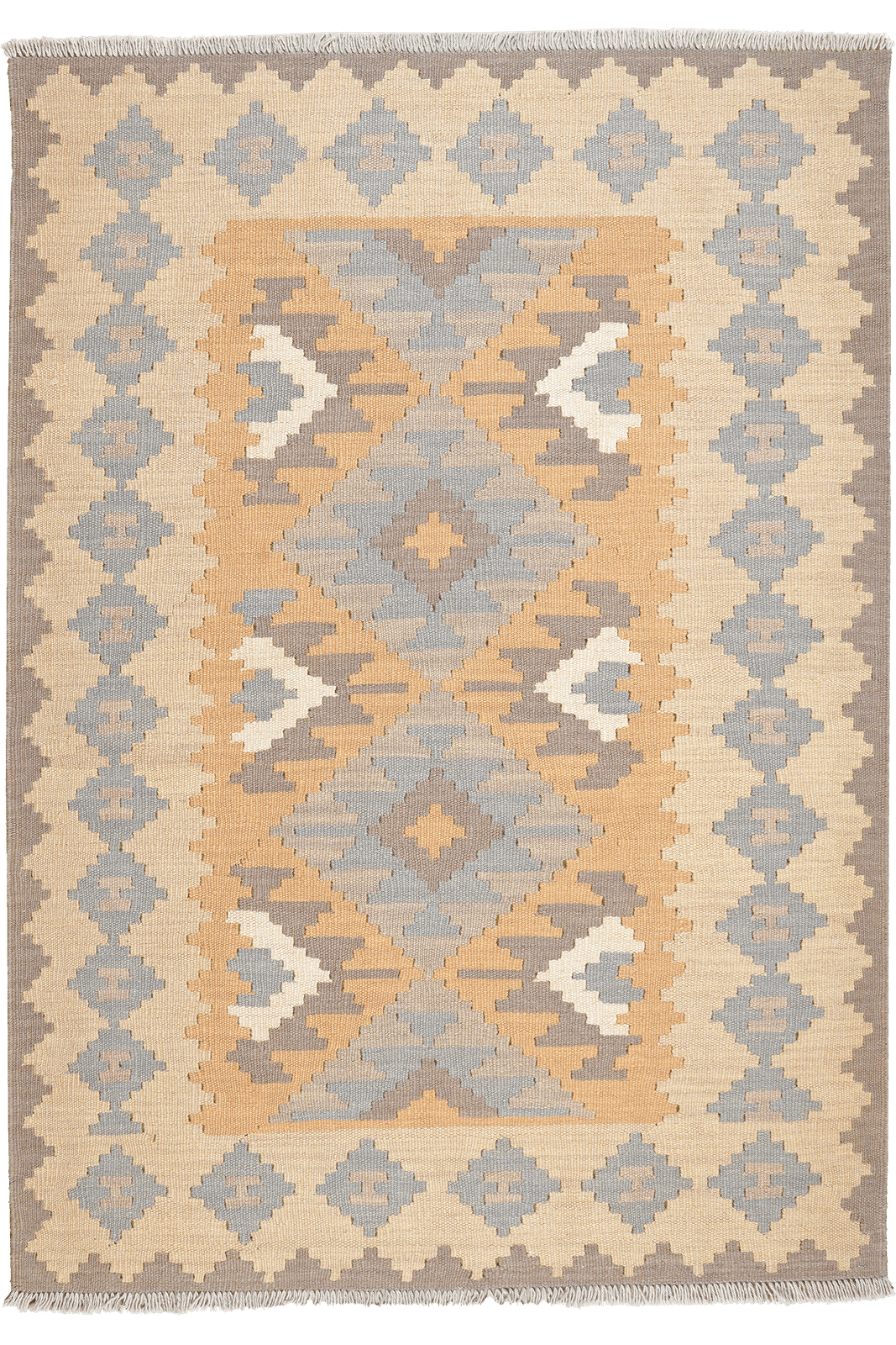 Kelim Gashgai — Handmade, 119x170 cm, Yellow, 100% Virgin Wool | Main view