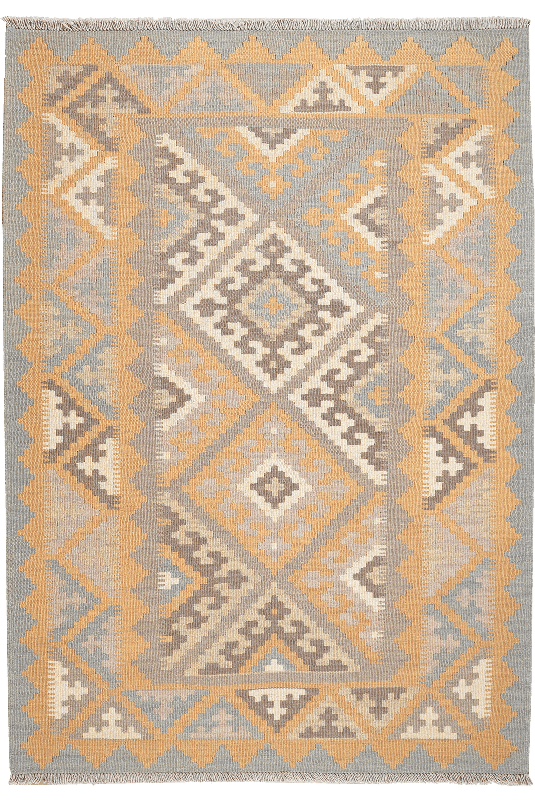 Kelim Gashgai — Handmade, 122x173 cm, Grey, 100% Virgin Wool | Main view