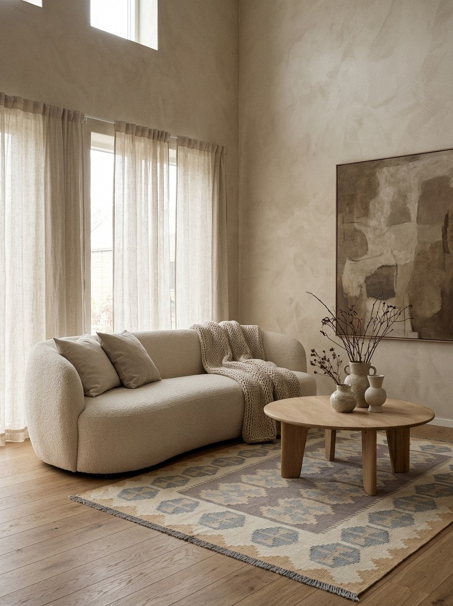 Kelim Gashgai — Handmade, 124x177 cm, Grey, 100% Virgin Wool | Detail view