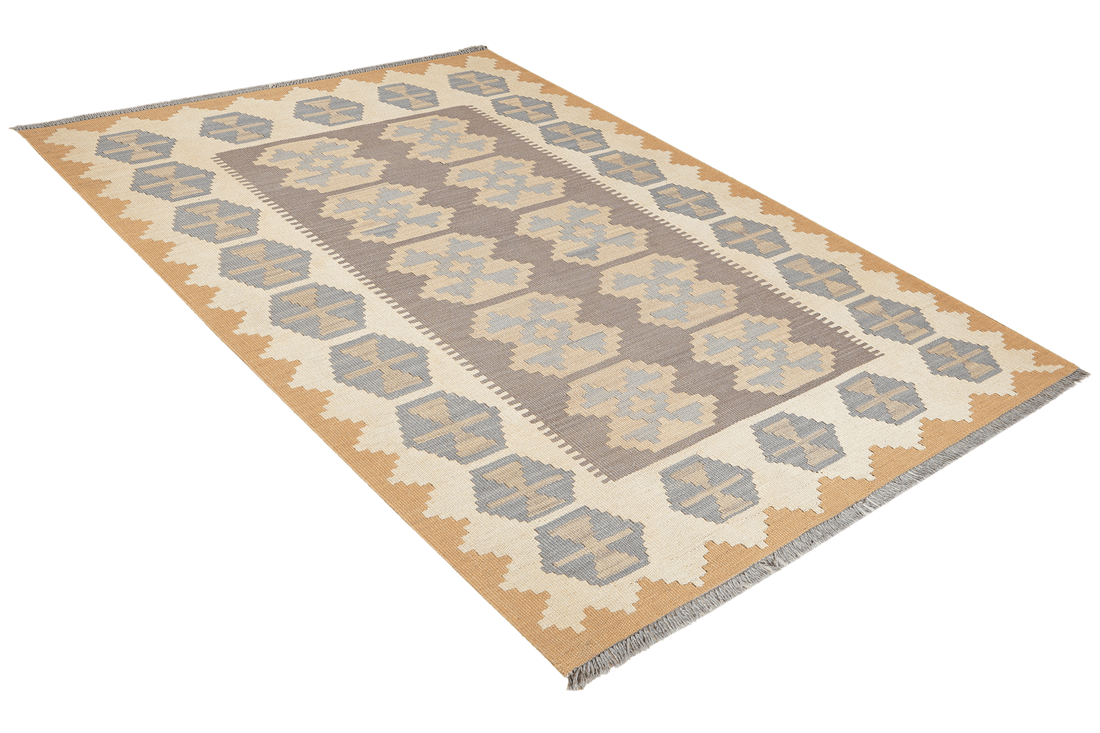 Kelim Gashgai — Handmade, 124x177 cm, Grey, 100% Virgin Wool | View 4