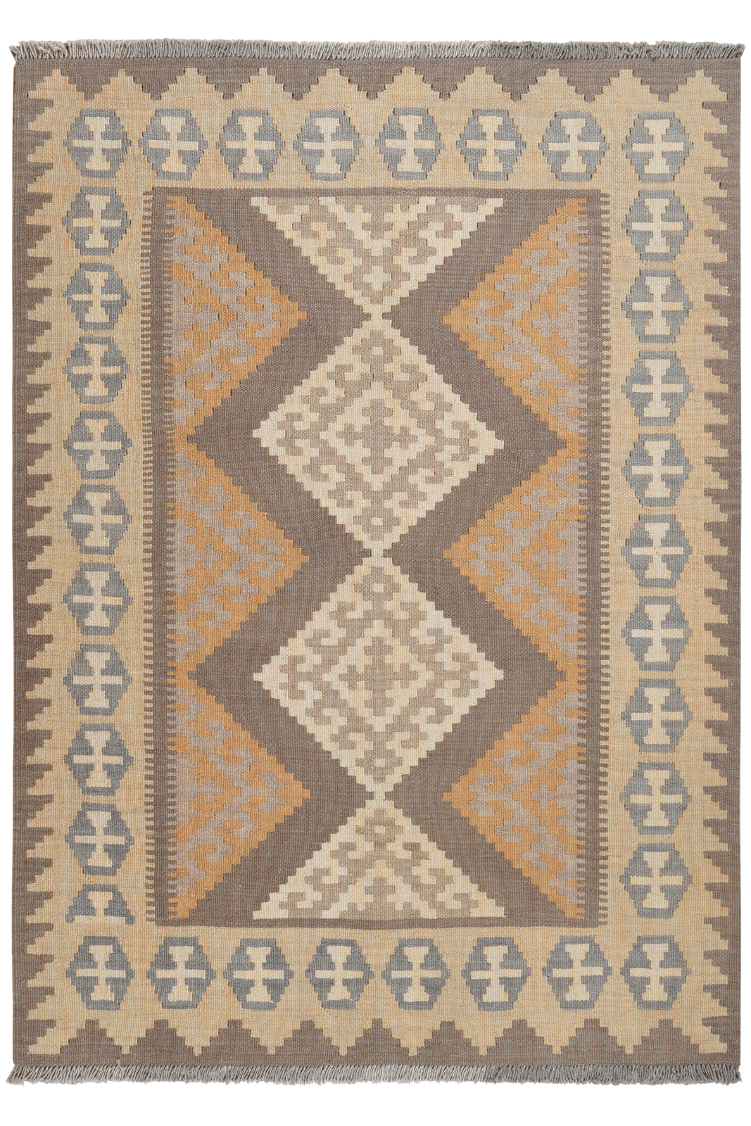 Kelim Gashgai — Handmade, 125x177 cm, Grey, 100% Virgin Wool | Main view