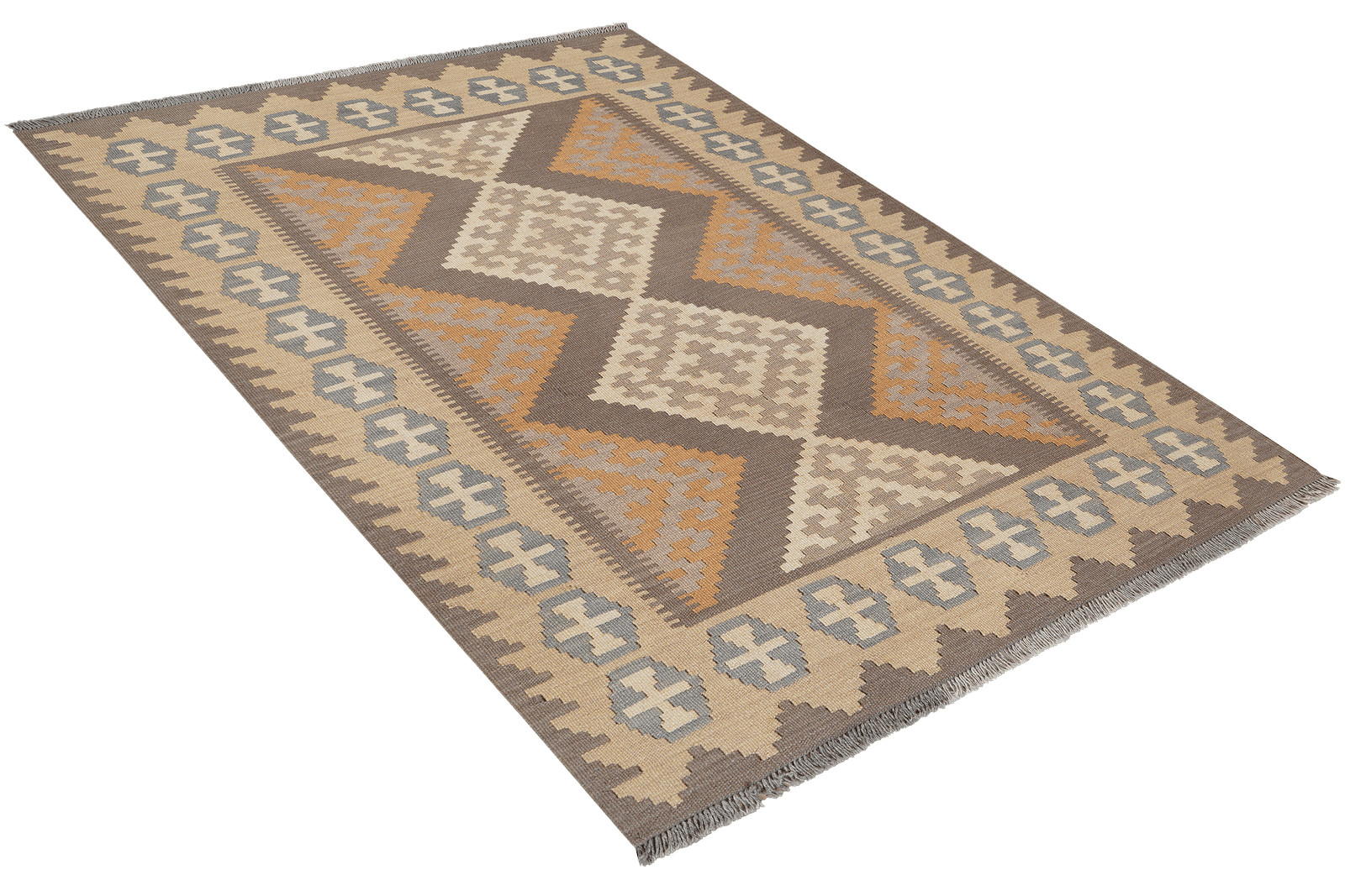 Kelim Gashgai — Handmade, 125x177 cm, Grey, 100% Virgin Wool | View 4