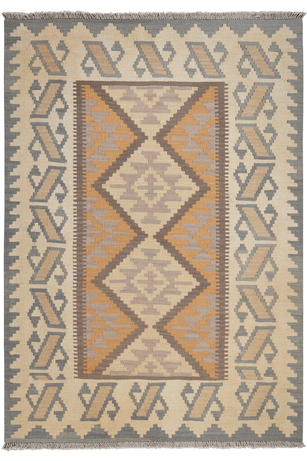 Kelim Gashgai — Handmade, 125x179 cm, Grey, 100% Virgin Wool | Main view