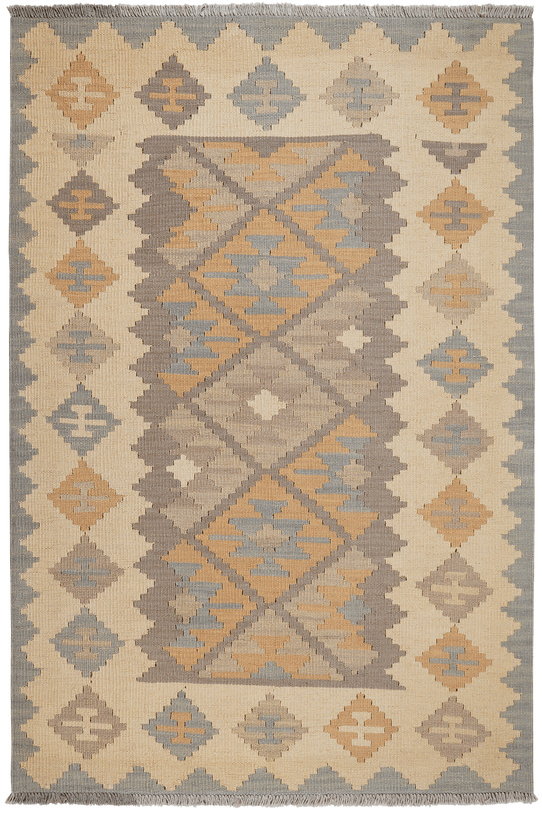 Kelim Gashgai — Handmade, 122x181 cm, Grey, 100% Virgin Wool | Main view