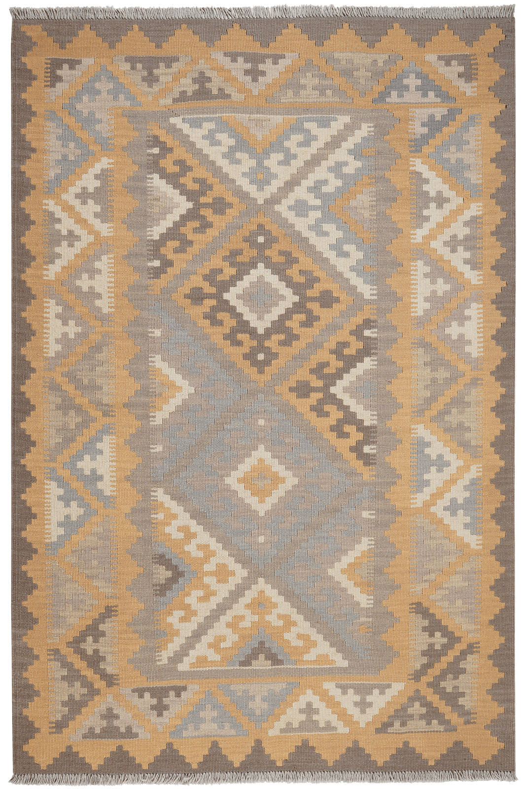 Kelim Gashgai — Handmade, 120x181 cm, Grey, 100% Virgin Wool | Main view