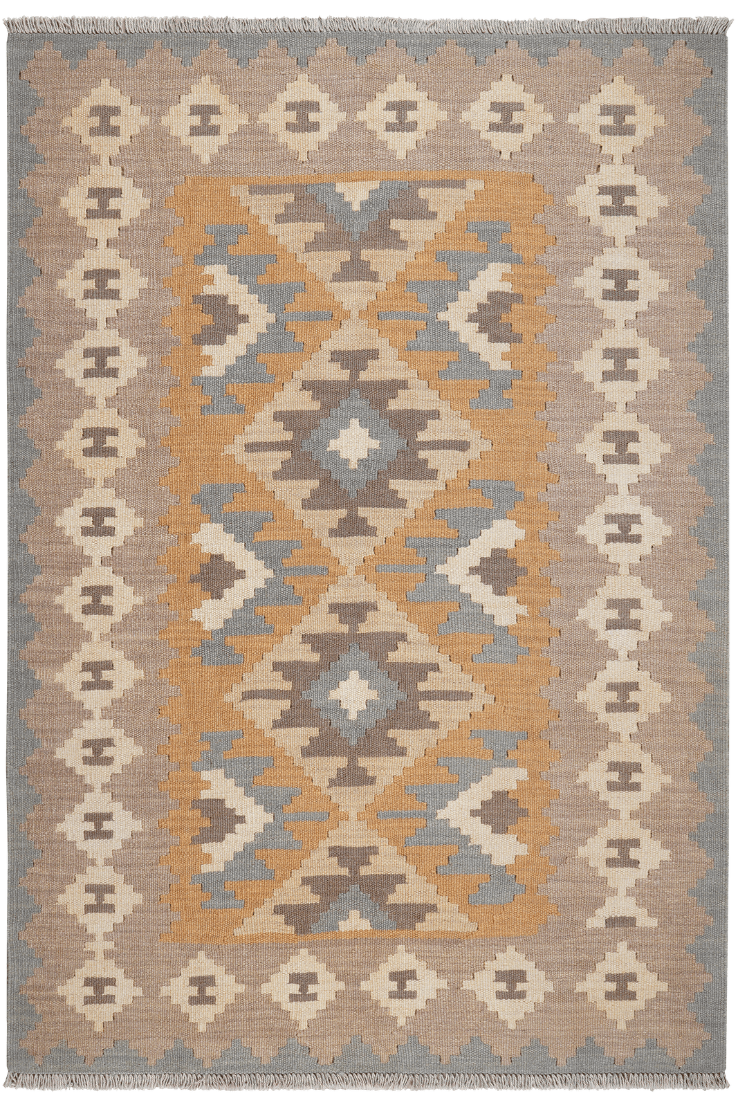 Kelim Gashgai — Handmade, 118x173 cm, Yellow, 100% Virgin Wool | Main view